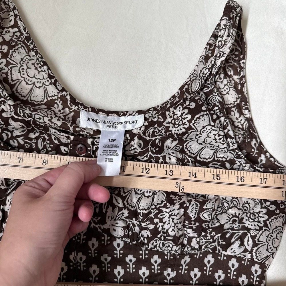 90s Jones New York 12 petite brown and cream floral print midi dress - Picture 5 of 6